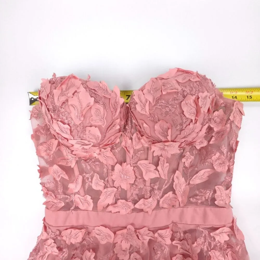 JOVANI 02845 Floral Applique Embellished Corset Gown Pink Romantic Pageant HOCO - Picture 3 of 14